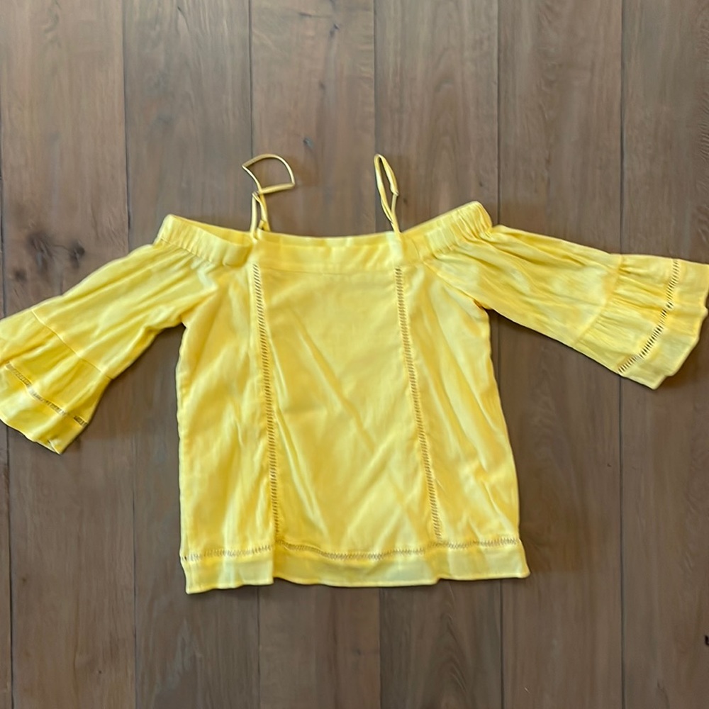 Jade Bright Yellow Off-the-Shoulder Flowy Top- size M